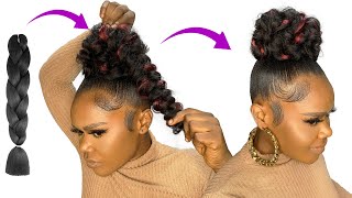 😱 10 MINUTES QUICK HAIRSTYLE USING BRAID EXTENSION [upl. by Rozalie533]