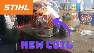 Howto put a new coil on a Stihl BR350 backpack blower [upl. by Rollins315]