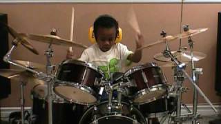 Van Halen  Aint Talking bout Love Drum Cover 4 Year Old Drummer [upl. by Doralynn]