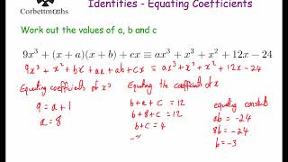 Equating Coefficients  Corbettmaths [upl. by Audwin]