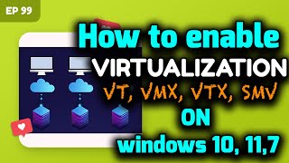 how to enable virtualization in windows 10 11 amp 7 intel virtualization technology intel vmx intel vt [upl. by Anneiv]