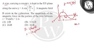 A wire carrying a current \ i \ is kept in the \ \mathrmXY \ plane along the curve \ y [upl. by Ynaffyt798]