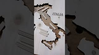 Italy Map made with Laser shorts diy tipsandtricks woodworking wood laser lasercutting [upl. by Attenahs]