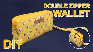 DIY Double zipper purse  더블지퍼 클러치백 만들기  Clutch bag tutorial  クラッチバッグ 作り方 sewingtimes [upl. by Feetal]