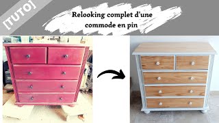 TUTO COMPLET Comment relooker un meuble en bois commode en pin DIY [upl. by Aylward]