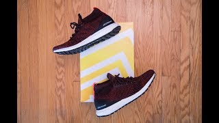 A Water Resistant Ultra Boost Mid  Adidas Ultra Boost All Terrain Burgundy Review and On Feet [upl. by Ellehcirt]