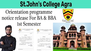 Orientation Programme in Stjohns College Agra Notice Release  Admission 202324  Stjohns update [upl. by Cousin364]