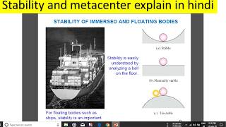 stability and metacentre of a ship expalin in hindi with example [upl. by Eecyal]