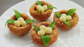 Spicy Potato Bird Nest Recipe  Noodles Potato Snacks Recipe  Bird Nest Snacks [upl. by Jelene]