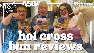 HOT CROSS BUN TASTE TEST  mamps asda and sainsburys  2024 [upl. by Puritan965]