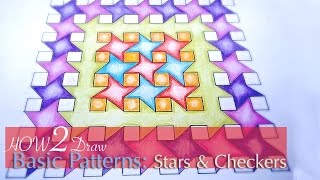 How To Draw Simple Geometric Patterns Stars and Squares [upl. by Ayardna]