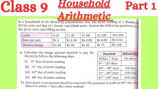 Class 9Household Arithmetic part1In a household of 5A electricity transmission line the meter r [upl. by Prasad]