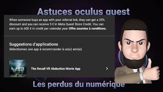 Comment parrainer vos applications  Pour gagner 5 € sur le store oculus [upl. by Janey]