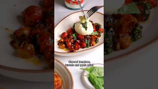 Charred tomatoes pesto and burrata salad cherrytomatoes burrata partyfood diwaliparty [upl. by Llyrehc]