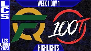 FLY vs 100 Highlights  LCS Summer 2023 W1D1  FlyQuest vs 100 Thieves [upl. by Eat398]