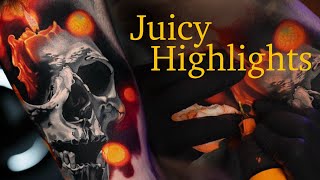 Juicy tattoo highlights Skull and candle tattoo [upl. by Thorlay]