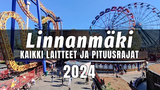 Linnanmäki  Kaikki laitteet ja pituusrajat 2024 [upl. by Tterraj]