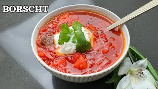 Borscht Soup Recipe  Traditional Ukrainian Food Beet Soup [upl. by Otrebogad]