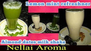 Almond dates milk shakeLemon mint refreshner [upl. by Nicol]