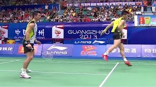 MAhsanHSetiawan v Cai YFu HF MDSF Wang Lao Ji BWF World Champ 2013 [upl. by Ttevi229]