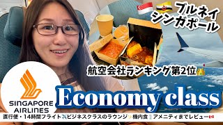 シンガポール航空でチャンギ空港へ搭乗記✈️航空会社ランキング第2位👑ブルネイ→シンガポール🇸🇬機内食は？座席は？詳細レビュー [upl. by Siblee]