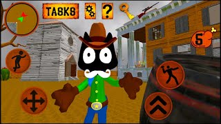 Cat Cowboy Cartoon Neighbor Escape  Level 1  Gameplay [upl. by Akirderf53]