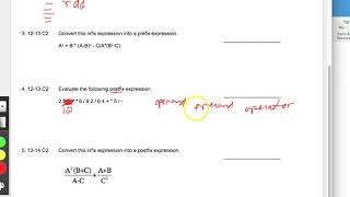 ACSL Prefix Postfix Infix Contest 2 Worksheet 1 [upl. by Madigan]