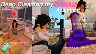 cleaning my DREAM apartment 🧼  Living alone ep3  Bloxburg Roblox Family Roleplay  wvoices [upl. by Blake449]