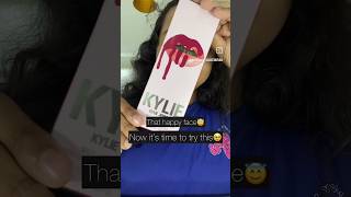 Trying Kylie Jenner lipstick for the first time♥️ lipstickeffect happy makeup kyliecosmetics [upl. by Nitsyrk]