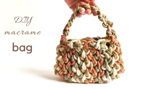 DIY Multicolored macrame bag tutorial small purse with handles step by step pattern new design [upl. by Akyssej]