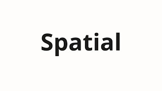 How to pronounce Spatial [upl. by Htur354]