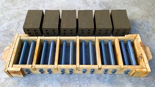 Production of cement brick molds made from wood and plastic pipes [upl. by Syman]