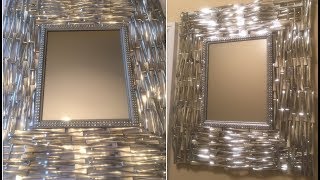 Dollar Tree DIY  Decorative Wall Mirror Using Spoon Handles [upl. by Zemaj836]