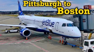 Full Flight JetBlue E190 Pittsburgh to Boston PITBOS [upl. by Asit686]