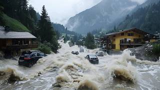 Torrential rainfall brings massive flood and landslides to St Anton am Arlberg in Tyrol Austria [upl. by Errecart]