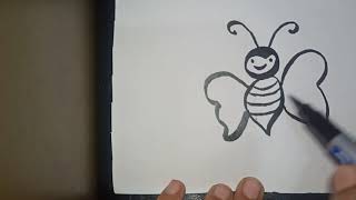 easy papar color honey bee drwaing kids art viralvideo [upl. by Kcitrap]