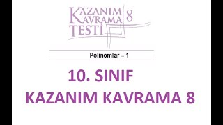 10 Sınıf Matematik MEB Kazanım Kavrama Testi8 Polinomlar1 20182019 [upl. by Sac]