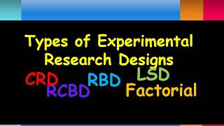 Types of Experimental Research Designs  CRD RBD RCBD LSD FD  Research Methods  Practical Research [upl. by Anirav940]