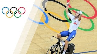 Italys Viviani wins gold in Mens Omnium Track Cycling Race [upl. by Annayehc525]