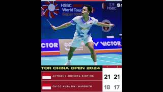 Kalakan Chiko Ginting ke r16 China Open 2024 [upl. by Noryt532]