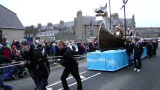 2011 Lerwick Up Helly Aa Jarl Squad and Galley Leaving Lerwick Legion [upl. by Abbub]