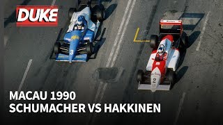 Schumacher v Hakkinen at the 1990 Macau Grand Prix [upl. by Ynolem397]