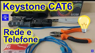 Como fazer conexão Keystone RJ45 Cat 6 Femea Furukawa de Telefone e Rede com teste [upl. by Pisano]