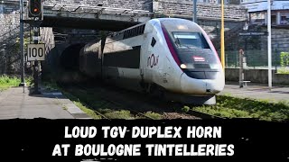 LOUD TGV Duplex horn klaxon while passing Boulogne Tintelleries [upl. by Macintosh552]