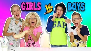 GIRLS vs BOYS BUTTER SLIME CHALLENGE [upl. by Eilama572]