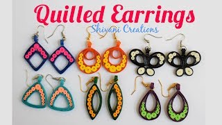 Quilling Earrings How to make Quilled Fancy Earrings in 6 Different Styles [upl. by Myron]