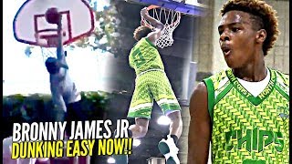 Bronny James Jr DUNKING EASY NOW 1st Dunk at Crossroads  FULL 7th Grade Highlights [upl. by Reyem]