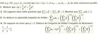 Inégalités de Hölder et de Minkowski [upl. by Stanhope]