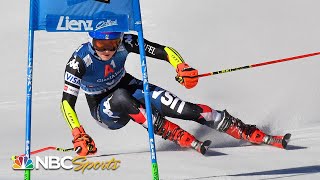 Mikaela Shiffrin holds on for World Cup giant slalom win in Lienz Austria  NBC Sports [upl. by Knowling88]