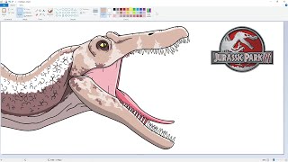 Speed Drawing Spinosaurus from Jurassic Park 3 using MS Paint  How to draw a Dinosaur [upl. by Fidel213]